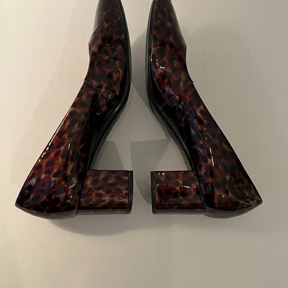 AEROSOLES "Silver Star" Patent Leather Animal Print Block Heel Pumps ~ Size 9.5M - Picture 7 of 11